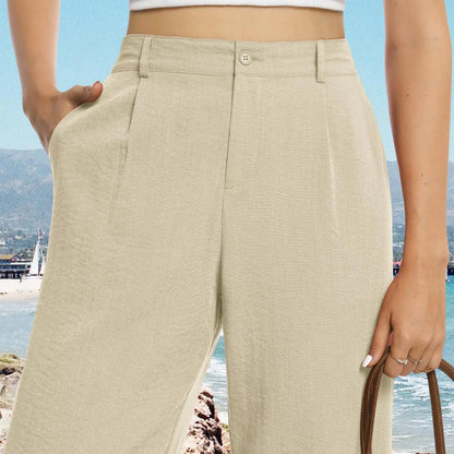 Womens Casual Wide Leg Pants High Waisted Button Down Straight Long Trousers Palazzo Pants Elegant Woman Flared Pants Youthful