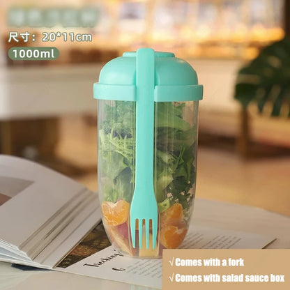 Portable DIY Salad Cups Breakfast Cereal Nut Yogurt Container Set with Fork Sauce Bottle Picnic Food Container Bento Lunch Box
