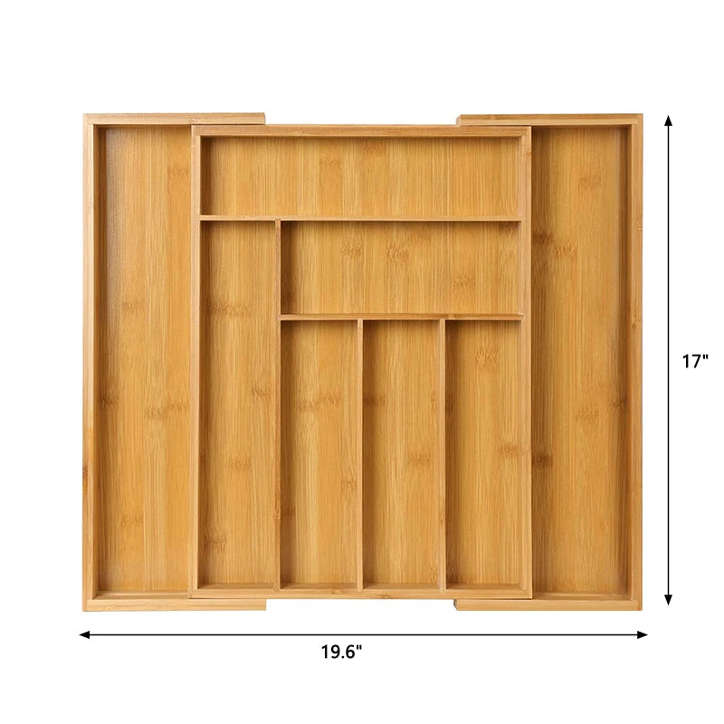 Bamboo Expandable Drawer Tray for Utensils Holder Adjustable Cutlery Organizer Wood Drawer Dividers Organizer For Silverware