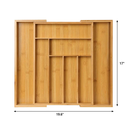 Bamboo Expandable Drawer Tray for Utensils Holder Adjustable Cutlery Organizer Wood Drawer Dividers Organizer For Silverware