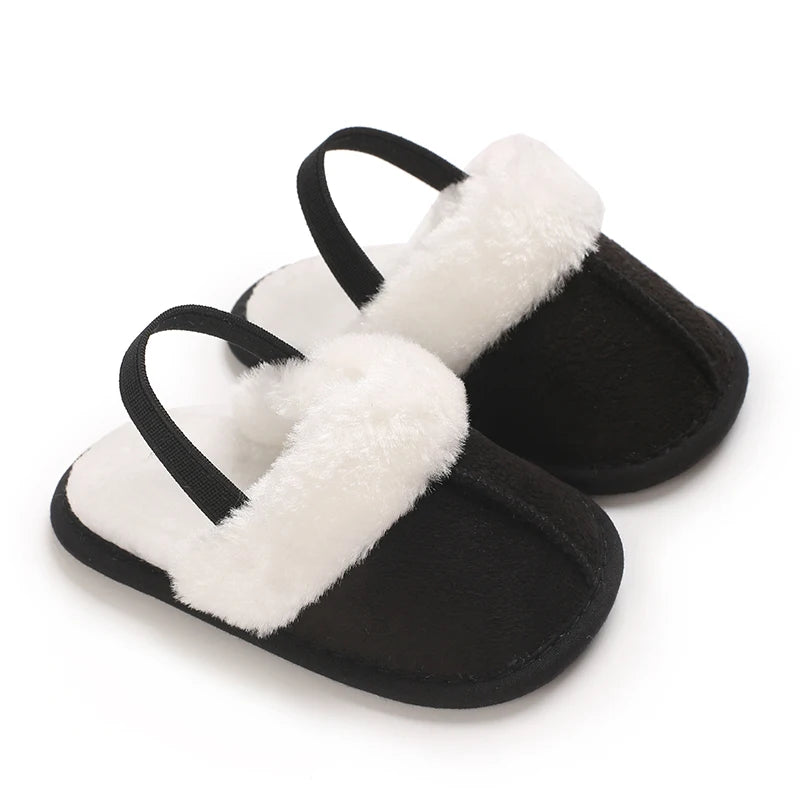 Cute Slippers for Babies Aged 0-18 Months, Suitable for Autumn And, Featuring Plush Lining for Warmth, Soft Soles for Comfort, A