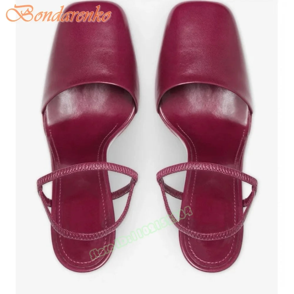 Chunky High Heels Sandals Pump Square Toe Solid Elastic Straps Sandals Women New Style Shoes Summer Party Casual Designer Sexy