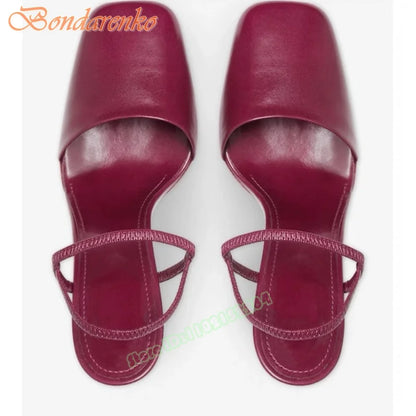 Chunky High Heels Sandals Pump Square Toe Solid Elastic Straps Sandals Women New Style Shoes Summer Party Casual Designer Sexy