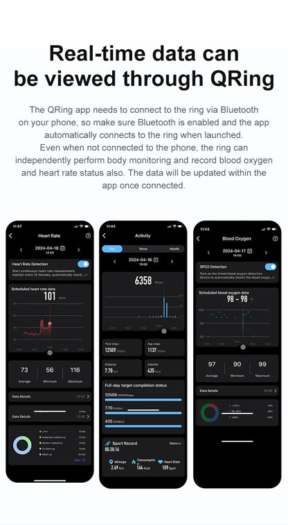 Smart Ring R06 Men Women Health Monitor IP68 5ATM Waterproof Smartring Fitness Tracker Man Smart Rings Multiple Sport Modes