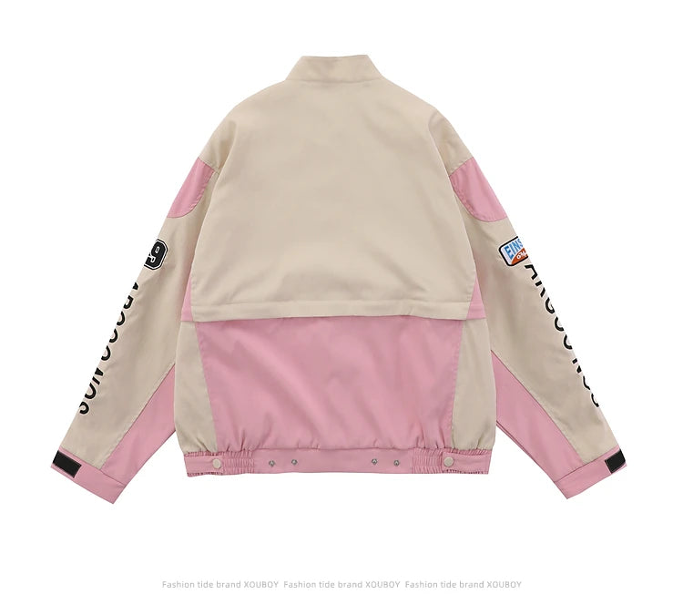 Windproof Biker Jackets for Couples High Street All Match Racing Wear American Women's Oversize Coats Detachable 2024 New