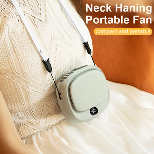 Portable Neck Fan Mini Waist Fan USB Rechargeable Bladeless Portable Hanging Neck Fan Wireless Waist Clip Fan for Outdoor Travel