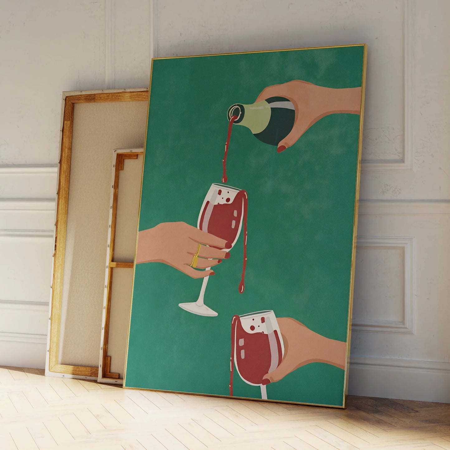 Modern Abstraction Filled With Wine Cheers Wall Art Printmaking Canvas Painting Poster Pictures Living Waterproof Home Deco