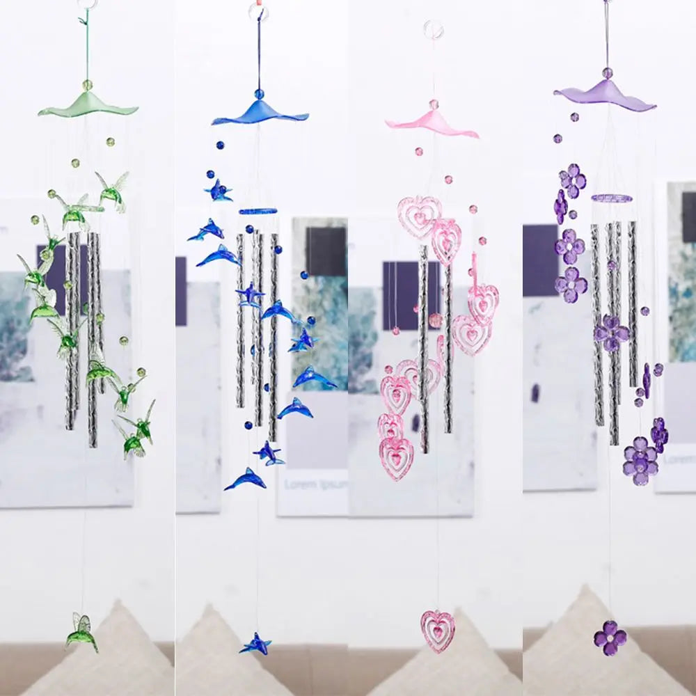 Creative Dolphin Love Wind Chimes Hanging Pendant Ornament Handmade Crafts Gift Indoor Outdoor Garden Decor