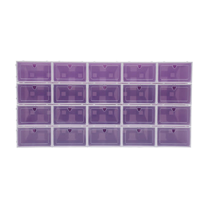 20Pcs Foldable Shoe Storage Boxes with Lids Transparent Stackable Containers Drawer Style PP Plastic Shoe Organizers