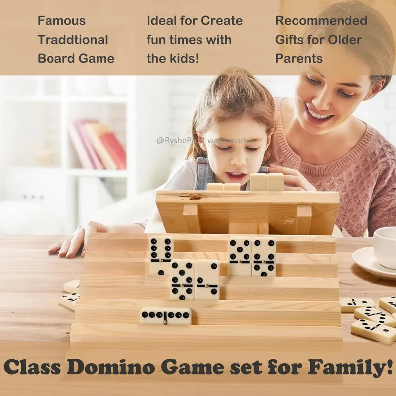 Dominos Set for Adults Dominoes Classic Board Games 28 Tiles with Wood Case Double 6 Dominoes Games for Kids Family Game Nights
