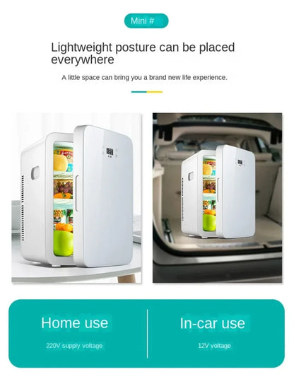 Mini Fridge 25L Dual-Core Compact Refrigerator For Car Portable AC/DC Small Cooler And Warmer With Digital Temperature Control