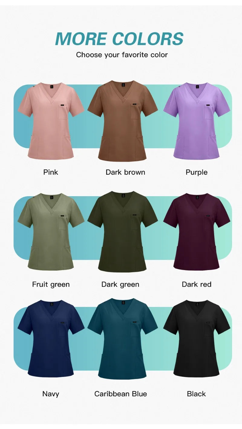 Surgical Scrubs Unisex - Quick-Dry Dental Clinic & ER Workwear Split Set W/Short Sleeve & Anti-Microbial 6 Pockets