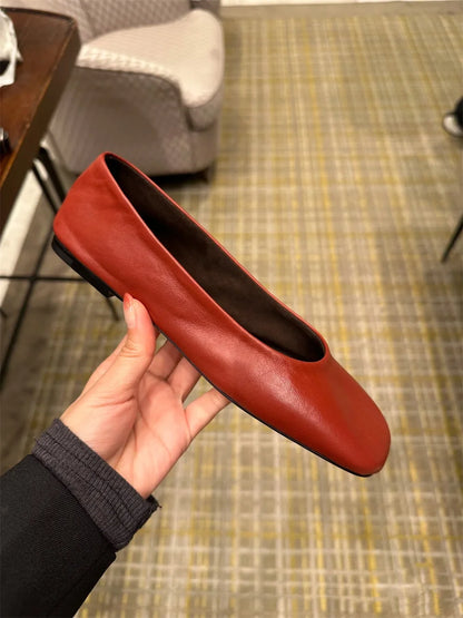 FEDONAS Fashion Classic Soft Genuine Leather Flats Shoes Elegant Basic Square Toe Flats Platforms Spring Summer Office Shoes