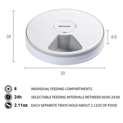 Automatic Pet Feeder Timing Feeder 6 Meals 6 Grids Cat Dog Electric Dry Food Dispenser Accessories Smart Control Pet Feeder