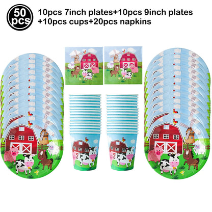 Farm House Fun Barnyard Animals Party Supplies Paper Plates Napkins CUps Farm Animals Birthday Party Decoration