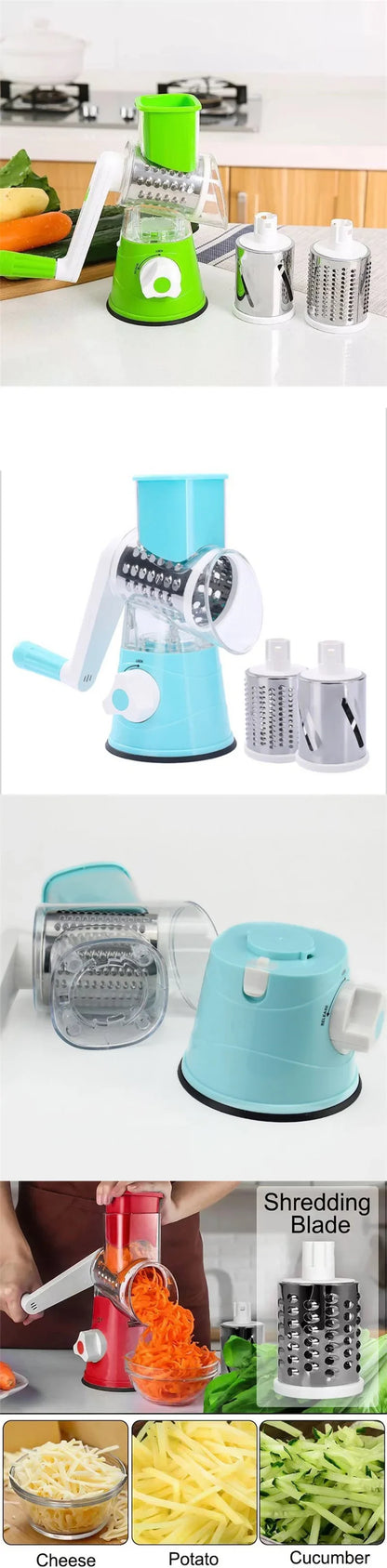 Vegetable Slicer Manual Kitchen Accessories Vegetable Chopper 3 in 1 Round Grater Cutter Potato Spiralizer Home Kitchen Gadgets