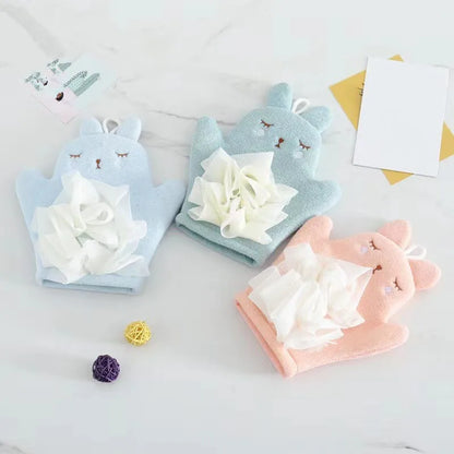 Cartoon Baby Bath Gloves Cotton Bath Towel for Children Kids Cute Animal Bath Brushes Comfortable Shower Sponge Bath Accessories