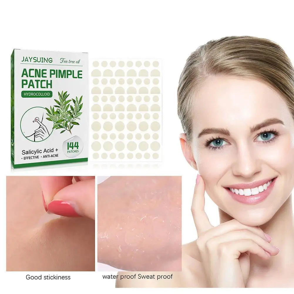 144pcs Acne Pimple Patches Translucent Matte Hydrocolloid Salicylic Acid Tea Tree Oil For Inflamed Acne Improve Whiteheads