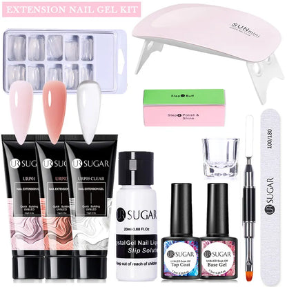 UR SUGAR Acrylic UV Gel Extension Nail Gel Kit Nude Glitter Color Fast Building Gel Nail Polish All For Manicure Nail Art Design
