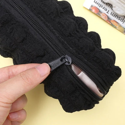 Cute Cream Puff Pencil Case Big Capacity Pen Bag Zipper Stationary Organzier Aesthetic Pen Case Makeup Storage Office Stationary