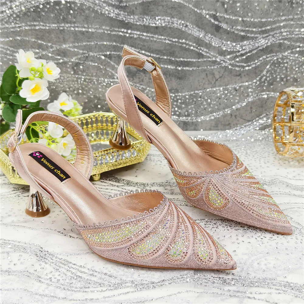 High Quality African Wedding Shoes Summer Sandals for Wedding 2025 Sexy Pumps Rhinestone Fashion Women Wedding Shoes