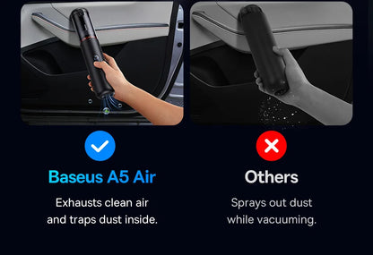 Baseus A5 Air Car Vacuum Cleaner 2-in-1 Powerful Wireless Cleaner Strong Suction Handheld Car Cleaning Portable Home Appliance