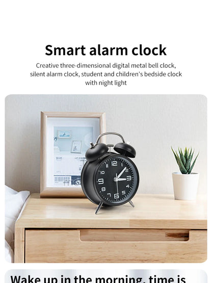 Smart Alarm Clock Metal Ringing Alarm Clock Student Kids Alarm Clock Bedside Alarm Clock Home Bedroom Decoration Clock