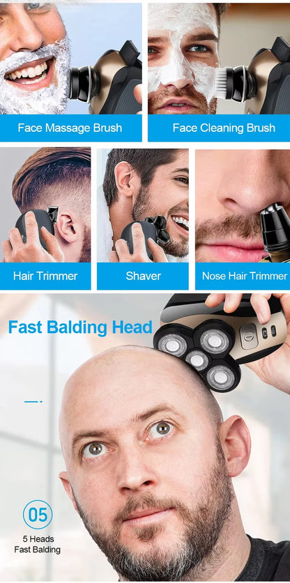 New Five Head Household Electric Hair Clipper, Bald Head, USB Charging, Large Capacity, Suitable for Facial Shaving