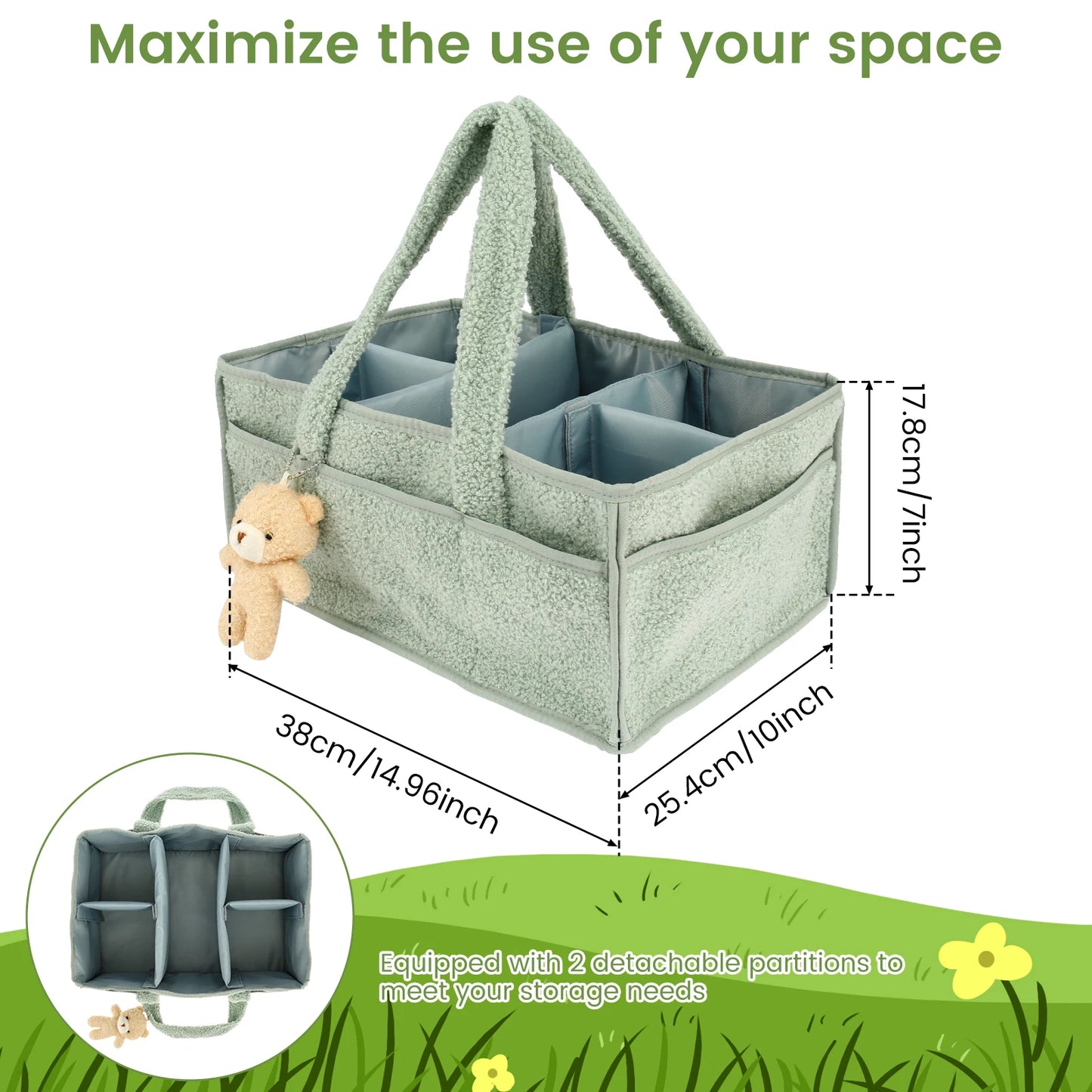 Diaper Bag for Baby Newborn Portable Diaper Caddy Organizer with Handle Large Pocket Diaper Bags Organizer for Baby Care