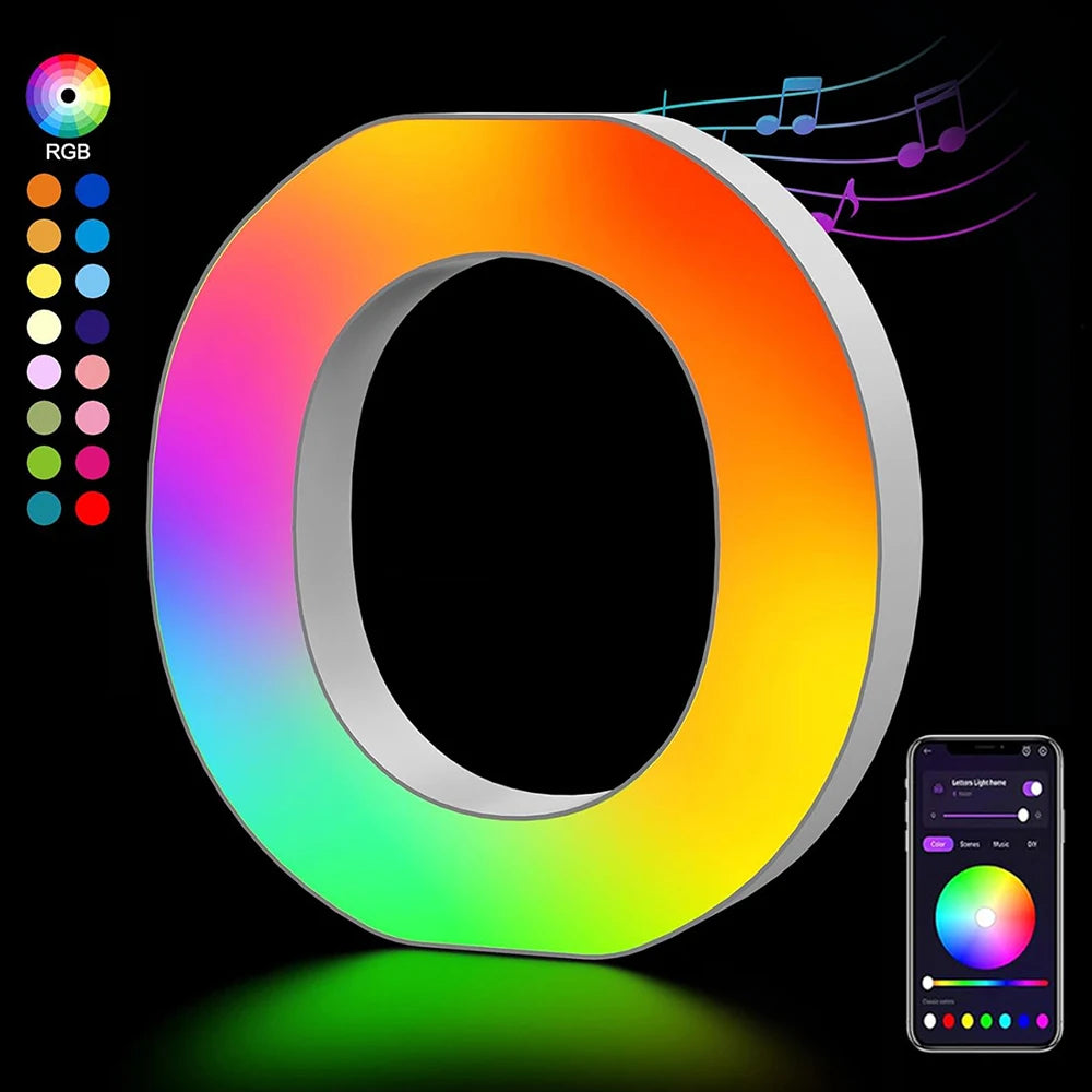 Smart LED Letters Lights Alphabet Light Decorative Name Letter Number Lamp Night Light USB MeRGBW App Music Sync Logo Game Home