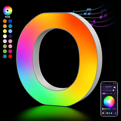 Smart LED Letters Lights Alphabet Light Decorative Name Letter Number Lamp Night Light USB MeRGBW App Music Sync Logo Game Home