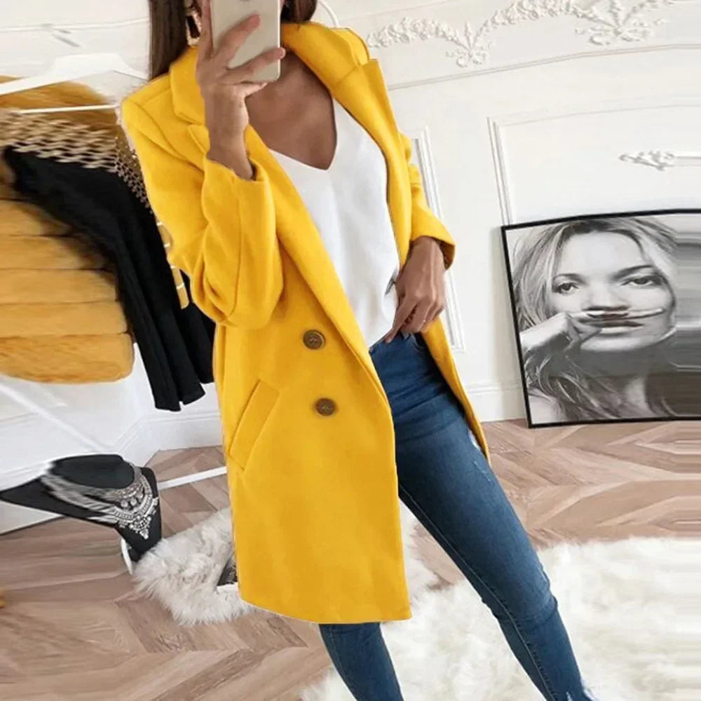 New Plus Size 4XL 5XL Women's Autumn Coat Woollen Blends Overcoats 2025 Winter Long Sleeve Casual Oversize Outwear Jackets Coat