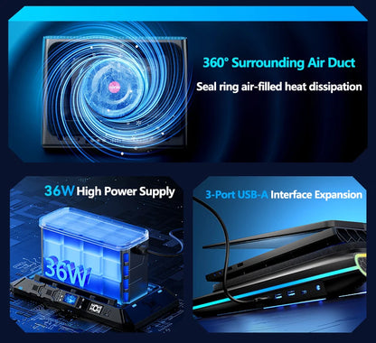 Gaming Laptop Cooling Pad, Laptop Cooling Stand with 5.5inch External Cooling Fan, Rapid Cooling Laptop 15.6-21inch