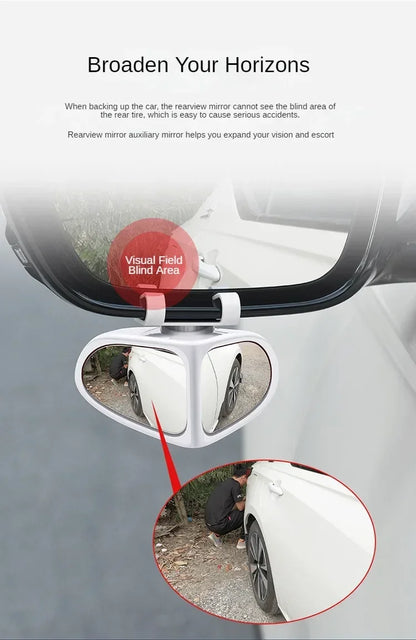 Car Blind Spot Mirror 1 Pair Front Wheel Auxiliary Rearview Double-Sided Mirror Wide Angle Mirror 360 Degree Adjustable for Cars