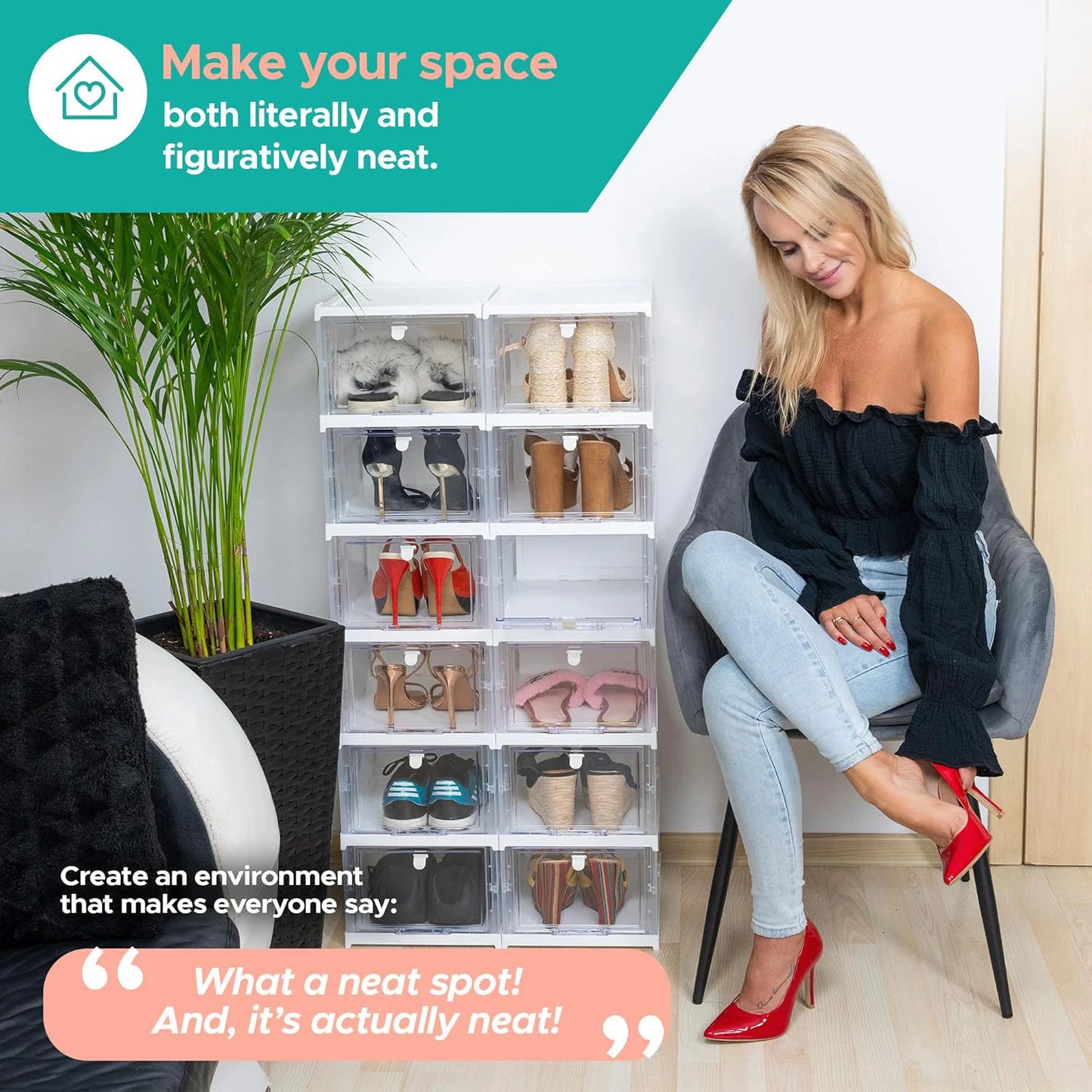 Transparent Shoes Box 6 Layers Shoe Display Case Thickened Foldable Sneaker Shoe Organizers Dustproof High-top Shoe Rack Shelf