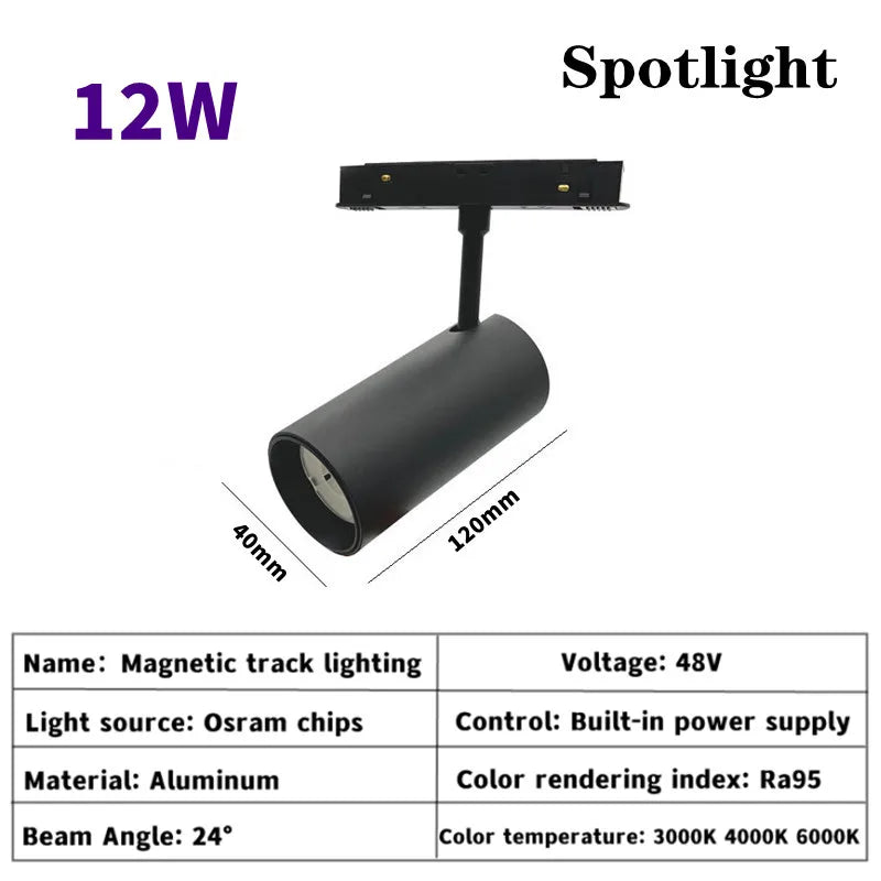 Magnetic Track Light Grille Flood Lamp Modern Embedded Flexible Linear Fixture LED Spotlight DC48V Ceiling Indoor Living
