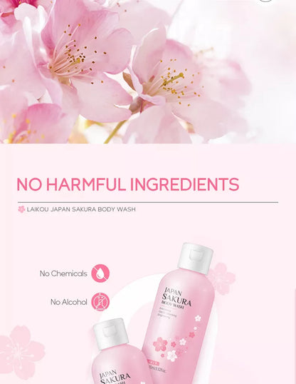 LAIKOU Sakura Shower Gel Long Moisturizing Smooth Long Lasting Fragrance Gentle Foam Body Cleansing Bath Product 100ml