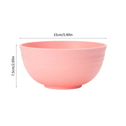 4/6/8pcs Pink cereal bowl Reusable household plastic dinner bowl can hold food dessert cereal outdoor camping bowl