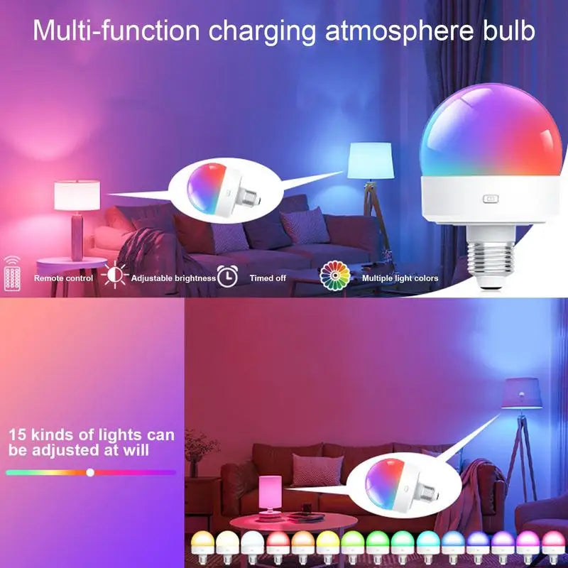 Remote Control Bulbs Color Changing LED Light Bulbs Detachable Magnetic Rgb Smart Rechargeable Bulbs Night Light Lighting