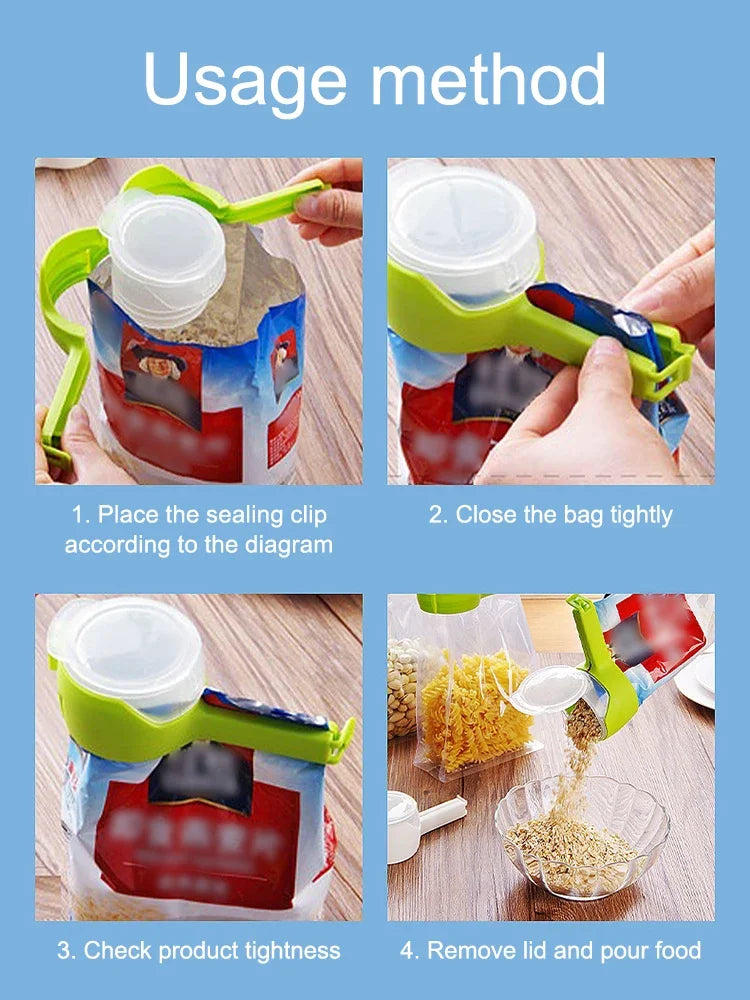 Food Storage Seal With Dumping Port, Food, Chip Bag Clip, Plastic Cover Food Clip,  For Sorting And Storing Food In The Kitchen