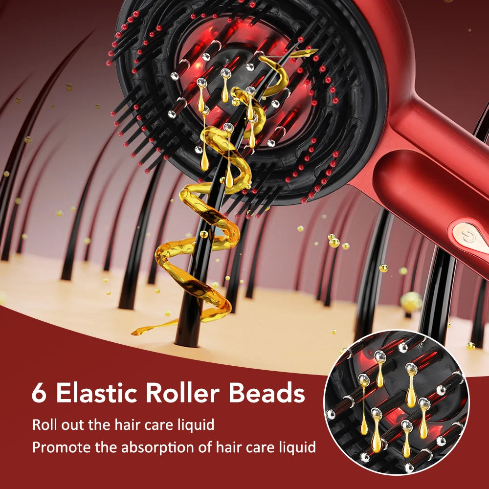 Electric Hair Regrowth Brush with Infrared Light Machine Acupoint Scalp Massage Anti-Hair Loss Exercise Hair Scrubber Combs