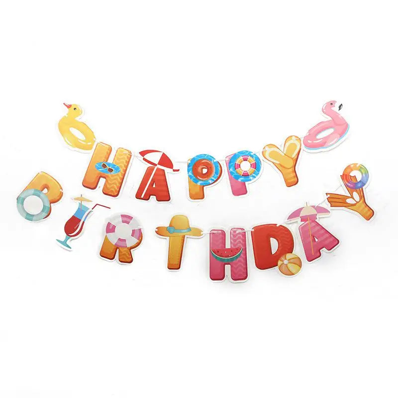 Beach Summer Pool Party Hawaiian luau Party Water Swimming Holiday Vacation Flamingo Party Supplies Birthday Party Decoration