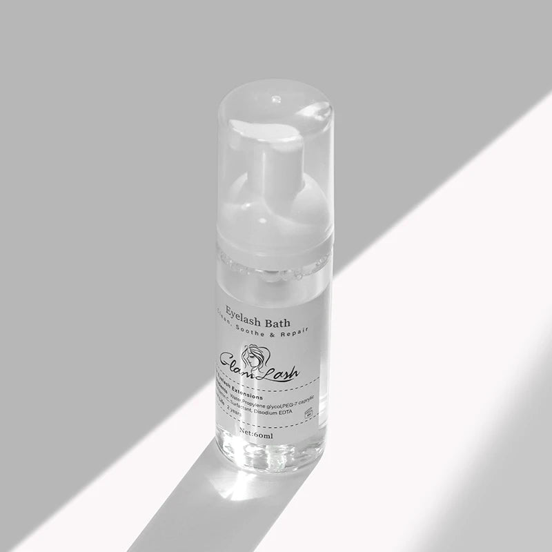 GLAMLASH 60ml No tears Formula Fruit Scent Eyelash Foam Cleanser For Lash Extension Shampoo Pump Press Lash Washing Bottles