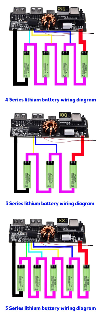 3S/4S/5S Bidirectional PD Power Bank Module – 6 Port 65W~100W Fast Charge DIY Mobile Power Motherboard Kit