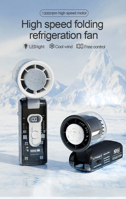 Portable Mini Fan Handheld Fan With Display High Speed Turbo Strong Wind 3600mAh USB Rechargeable Folding Fans For Home Outdoor