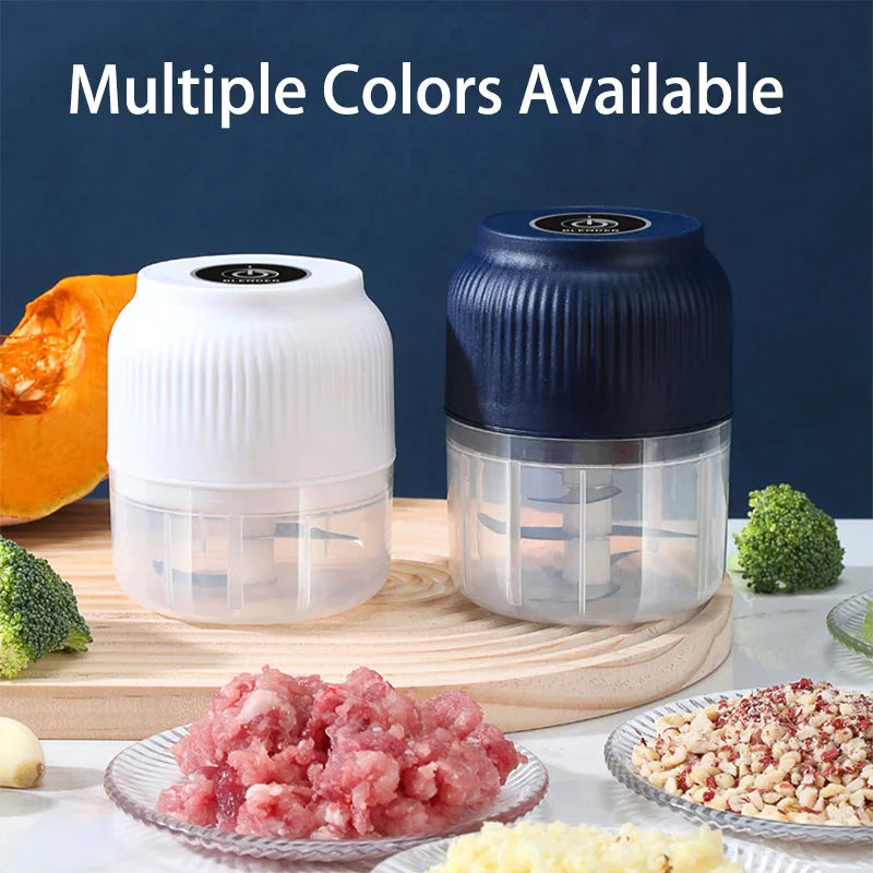 250ml Mini Wireless USB Rechargeable Electric Vegetable Chopper Garlic Crusher Food Chopper for Kitchen Gadgets for Garlic