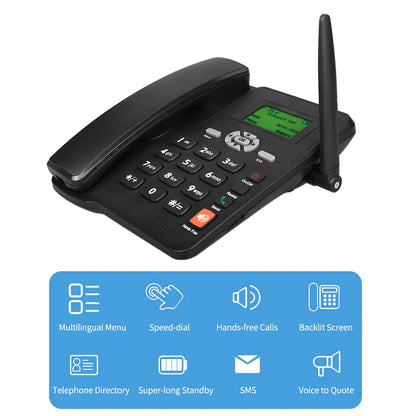 Cordless Phone Desktop Telephone Support GSM 850/900/1800/1900MHZ Dual SIM Card 2G Fixed Wireless Phone with Antenna Radio Alarm