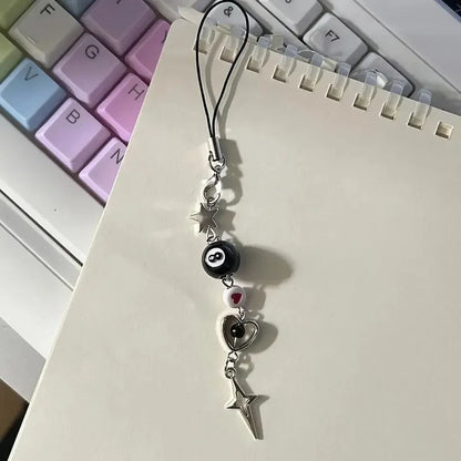 Star & Love Mobile Phone Chain, Sweet Cool Dark Mobile Phone Chain, Cute Mobile Phone Charm,  Keychain Pendant