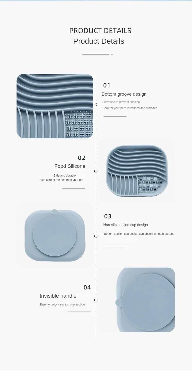 Silicone Pet Licking Mat Multifunctional Pet Food Bowl Cat and Dog Meal Basin Mat with Suction Cup Slow Feeding Placemat