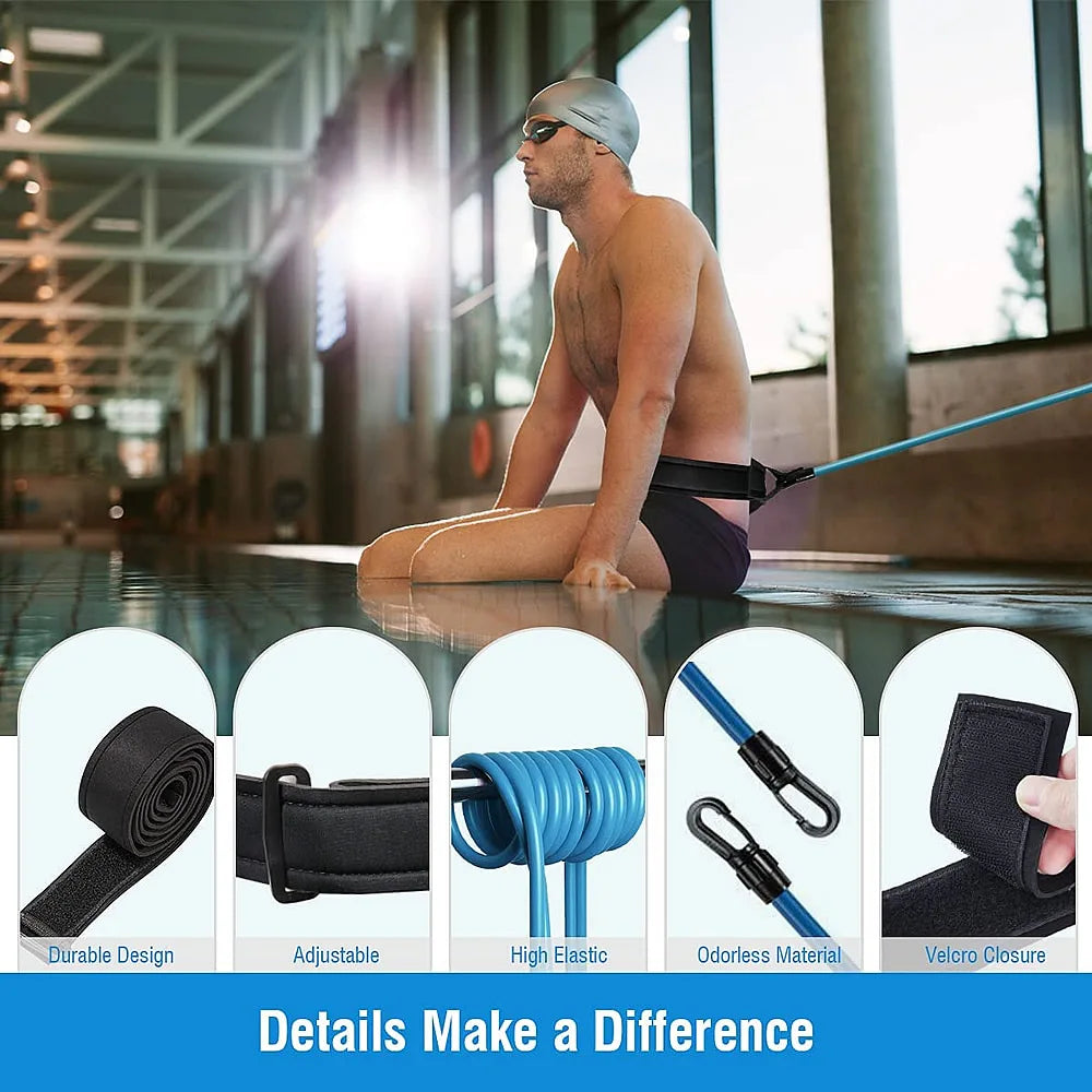 Swimming Belts Stationary Swim Trainer Swim in Place Resistance Bands Swimming Elastic Rope